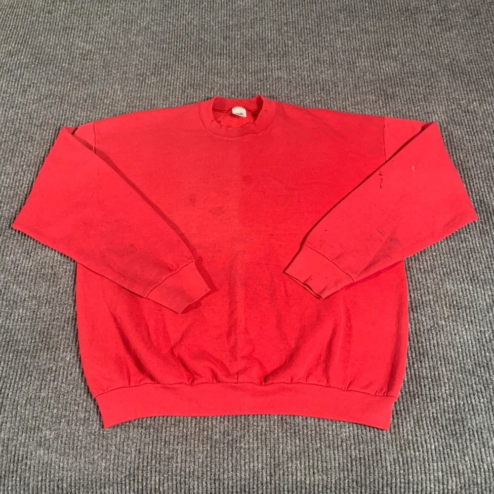 VTG Hanes Sweatshirt Adult Extra Large Red‎ Crewneck Pullover Blank Retro 90s